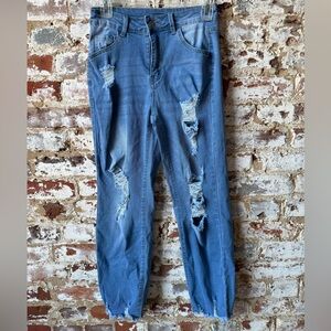 SHEIN Distressed Blue Jeans